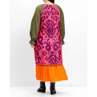 Marken-Maxi-Satin-Druckkleid, orange-bunt