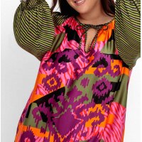 Marken-Maxi-Satin-Druckkleid, orange-bunt