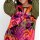 Marken-Maxi-Satin-Druckkleid, orange-bunt