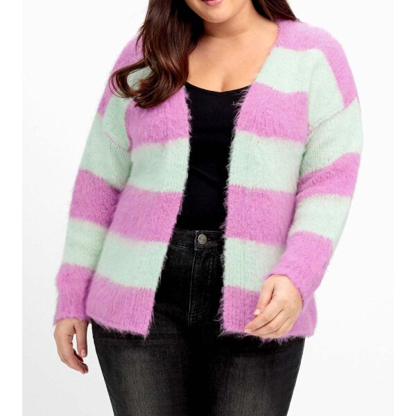Marken-Flausch-Wollstrickjacke, pink-mint
