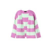 Fluffy wool cardigan, pink-mint