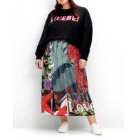 Chiffon maxi skirt, tropical print, multicolour