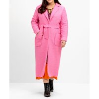 Boucle wool coat with belt, pink