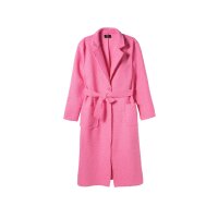 Boucle wool coat with belt, pink