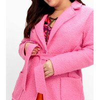 Boucle wool coat with belt, pink