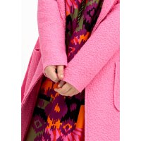 Boucle wool coat with belt, pink