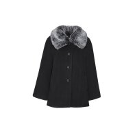 Maken-Woll-Jacke m. Pelzimitat-Kragen, schwarz