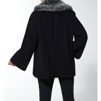 Maken-Woll-Jacke m. Pelzimitat-Kragen, schwarz