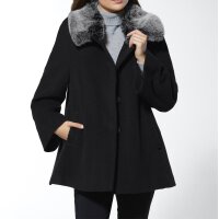 Maken-Woll-Jacke m. Pelzimitat-Kragen, schwarz