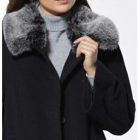 Maken-Woll-Jacke m. Pelzimitat-Kragen, schwarz