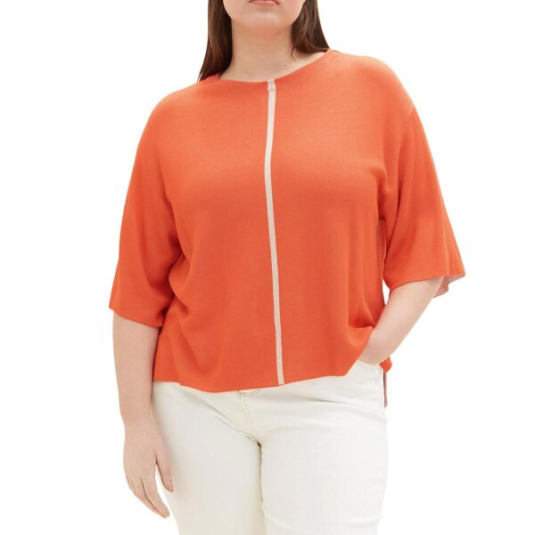 Sweater with half sleeves, coral