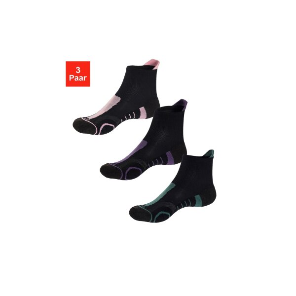 Marken-Trekkingsocken im 3er Pack, schwarz- bunt