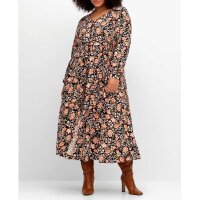 Marken-Maxi-Druckkleid, schwarz-bunt