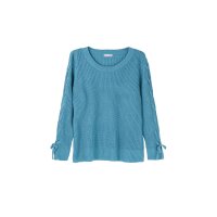 Sweater with braided ties on the sleeves, blue