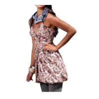 Marken-Ballonkleid, rose-bunt
