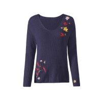 Pullover m. Stickereien, nachtblau