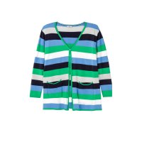 Long cardigan with block stripes, multicolour