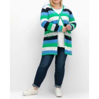 Long cardigan with block stripes, multicolour