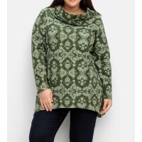Bluza z nadrukiem i wykończeniem dołu, oliwkowa