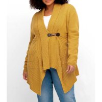 Marken-Strickjacke m. Schalkragen, senfgelb
