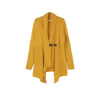 Marken-Strickjacke m. Schalkragen, senfgelb