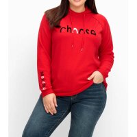 Kapuzenpullover mit Wordingprint, mohnrot