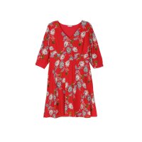 Marken-Druckkleid, mohnrot-bunt