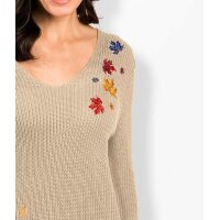 Pullover m. Stickereien, sand