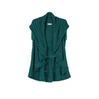 Marken- Strickweste m. Umlegekragen, grün-meliert