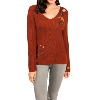 Pullover m. Stickereien, rostrot