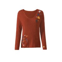 Pullover m. Stickereien, rostrot