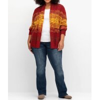 Cardigan with scarf collar, wine red / yellow