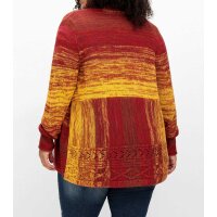 Cardigan with scarf collar, wine red / yellow