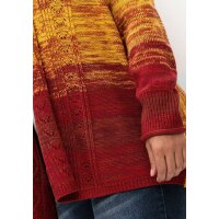 Cardigan with scarf collar, wine red / yellow