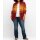 Cardigan with scarf collar, wine red / yellow