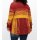 Cardigan with scarf collar, wine red / yellow