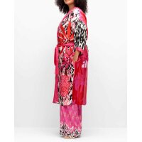 Płaszcz kimono satynowy Zebra, wzór różowy