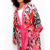 Płaszcz kimono satynowy Zebra, wzór różowy