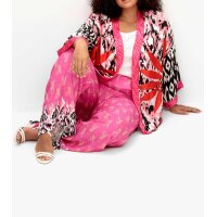 Płaszcz kimono satynowy Zebra, wzór różowy