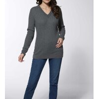 Merino-Kaschmir-Pullover, grau-meliert