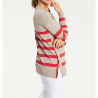 Bluza w paski, beżowo-pomarańczowa