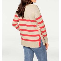 Bluza w paski, beżowo-pomarańczowa