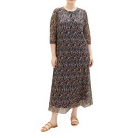 Marken-Plissee-Mesh-Kleid, marine-bedruckt