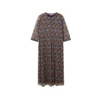Marken-Plissee-Mesh-Kleid, marine-bedruckt