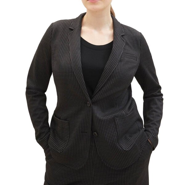 Marken-Jerseyblazer m.Karomuster, schwarz-grau