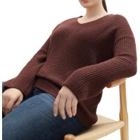 Marken-V-Pullover, bordeaux-meliert