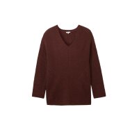 Marken-V-Pullover, bordeaux-meliert