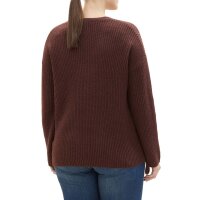 Marken-V-Pullover, bordeaux-meliert