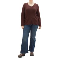 Marken-V-Pullover, bordeaux-meliert