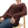 Marken-V-Pullover, bordeaux-meliert